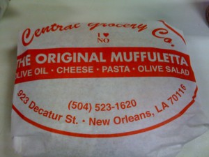 One day's lunch, from the Central Grocery in the French Quarter