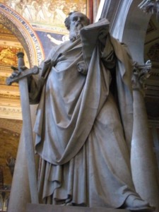 A statue of St. Paul at St. Paul Outside the Walls