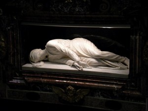 Statue of St. Cecilia, over her resting place